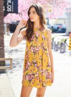 Oasap Round Neck Cut Out Floral Printed Sleeveless Dress