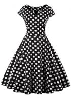 Oasap Vintage Short Sleeve Polka Dots Swing Dress