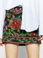 Oasap Embroidered Ethnic Style Vintage A-line Skirt