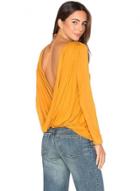 Oasap Pullover Long Sleeve Backless Solid Tops