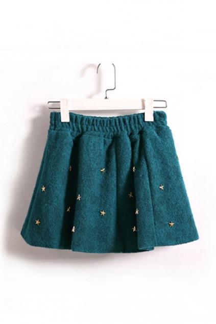 Oasap Star Rivets Embellished Pleated Skirt