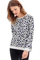 Oasap Graphic Leopard Grey High-low Sweatshirt
