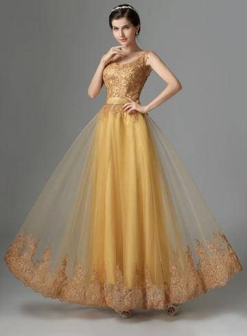 Oasap Floral Lace Paneled Backless Prom Dress