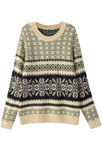 Oasap National Wind Printing Pullovers Sweater