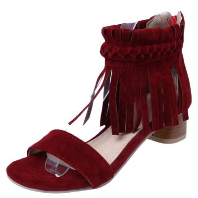 Oasap Open Toe Block Heels Gladiator Sandals With Tassel