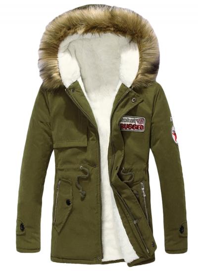 Oasap Men's Winter Faux Fur Trim Hooded Parka Coat