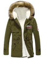 Oasap Men's Winter Faux Fur Trim Hooded Parka Coat