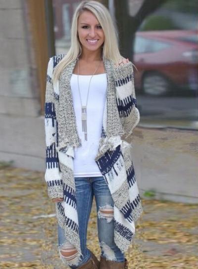 Oasap Long Sleeve Open Front Irregular Shawl Cardigan