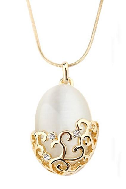 Oasap Retro Opal Necklace With Diamante Embellished