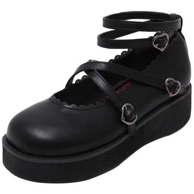 Oasap Round Toe Cross Strap Flat Platform Shoes