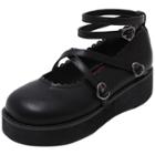 Oasap Round Toe Cross Strap Flat Platform Shoes