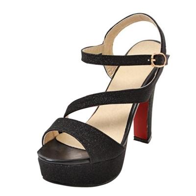 Oasap Block Heels Peep Toe Buckle Strap Sandals