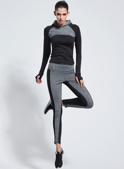 Oasap Women's Hooded Long Sleeve Top Leggings 2 Piece Sports Set