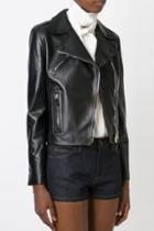 Oasap Fashion Pu Turn Down Collar Zip Front Jacket