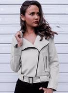 Oasap Zip Up Solid Long Sleeves Motorcycle Coat