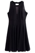 Oasap Lovely Slim Waist Handkerchief-hem Skater Dress