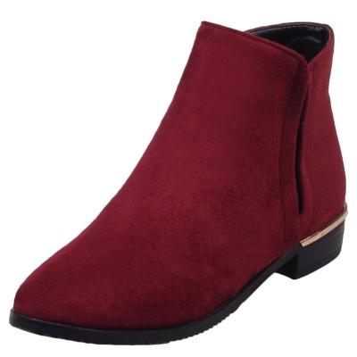 Oasap Comtemporary Round Toe Low Chunky Heel Side Zipper Ankle Boot