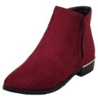 Oasap Comtemporary Round Toe Low Chunky Heel Side Zipper Ankle Boot