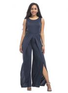Oasap Solid Color Round Neck Sleeveless High Slit Jumpsuit