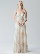Oasap Strapless Sleeveless Floral Printed Chiffon Maxi Dress