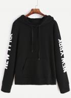 Oasap Fashion Letter Printed Loose Fit Hoodie