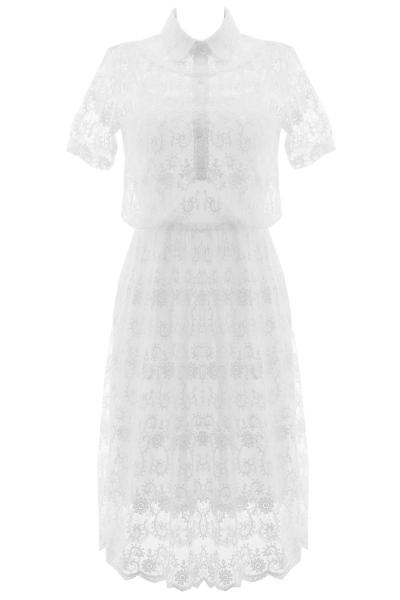 Oasap Sexy White Lace Shirt Dress