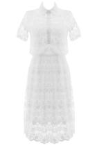 Oasap Sexy White Lace Shirt Dress
