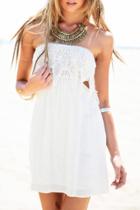 Oasap Sweet Solid Lace Strapless Backless Dress