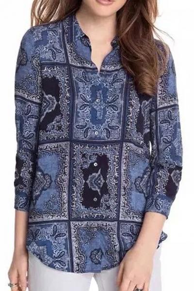 Oasap Tribal Print Button Down Shirt