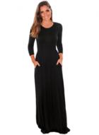 Oasap Pocket Design 3/4 Sleeves Maxi Dress