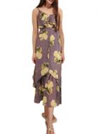 Oasap Women's Spaghetti Strap Ruffled Floral Printed Midi Dress