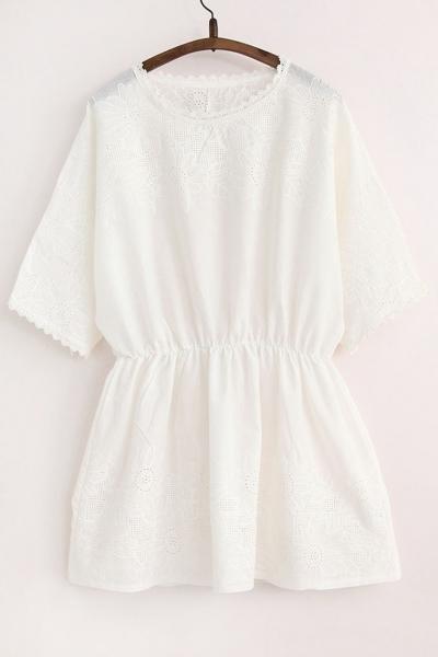 Oasap Ivory Floral Silhouette Mini Dress