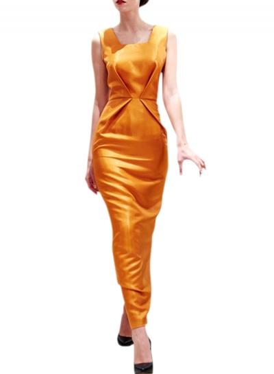 Oasap Women's Solid Color Sleeveless Slit Back Prom Dress