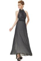 Oasap Women's Sleeveless High Collar Polka Dot Retro Evening Party Dress