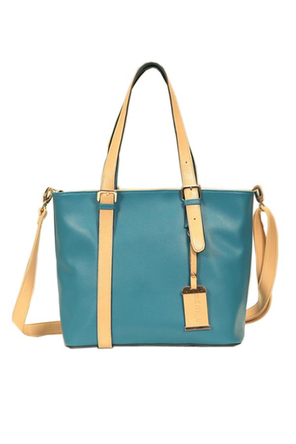 Oasap Contrast Color Pin Buckle Embellished Shoulder Bag