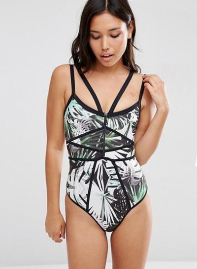 Oasap Fashion Banana Leaf Print Swimsuit