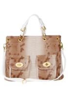 Oasap Double Pouch Pocket Snake Skin Printing 2way Bag