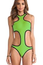 Oasap Hot Summer Fashion Racer Style Green One-piece Swimwear