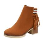 Oasap Round Toe Block Heels Ankle Boots With Tassel