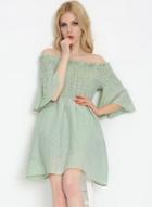 Oasap Glamour Slash Neck Short Flounce Sleeve Dress