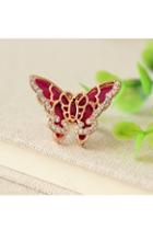 Oasap Rhinestone Embellished Butterfly Ring