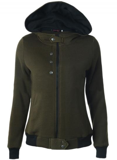 Oasap Women's Color Block Zip Front Hooded Coat