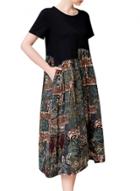 Oasap Women's Fashion Floral Print Short Sleeve Combo Dress