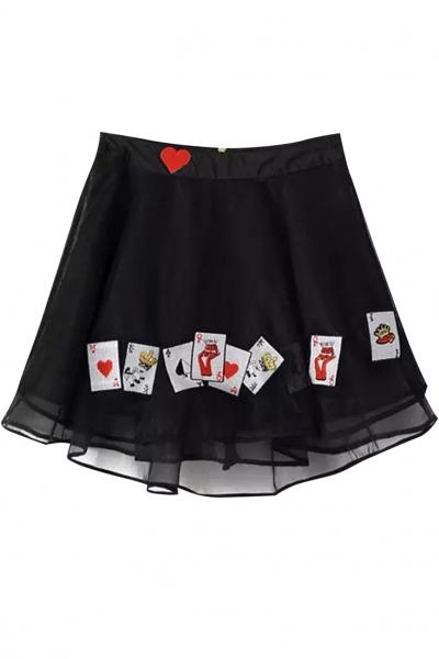 Oasap Winsome Patchwork Black Mini Skirt