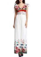 Oasap Women's Fashion Summer V-neck Sleeveless Floral Print Maxi Dress