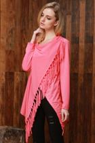 Oasap Chic Cowl Neck Tasseled Knit Coat