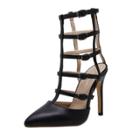 Oasap Pointed Toe Hollow Out Buckle Stiletto Gladiator Pumps