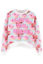 Oasap Pink Donuts Pattern Sweatshirt