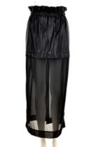 Oasap Pu Outer Chiffon Lining Ankle Length Skirt