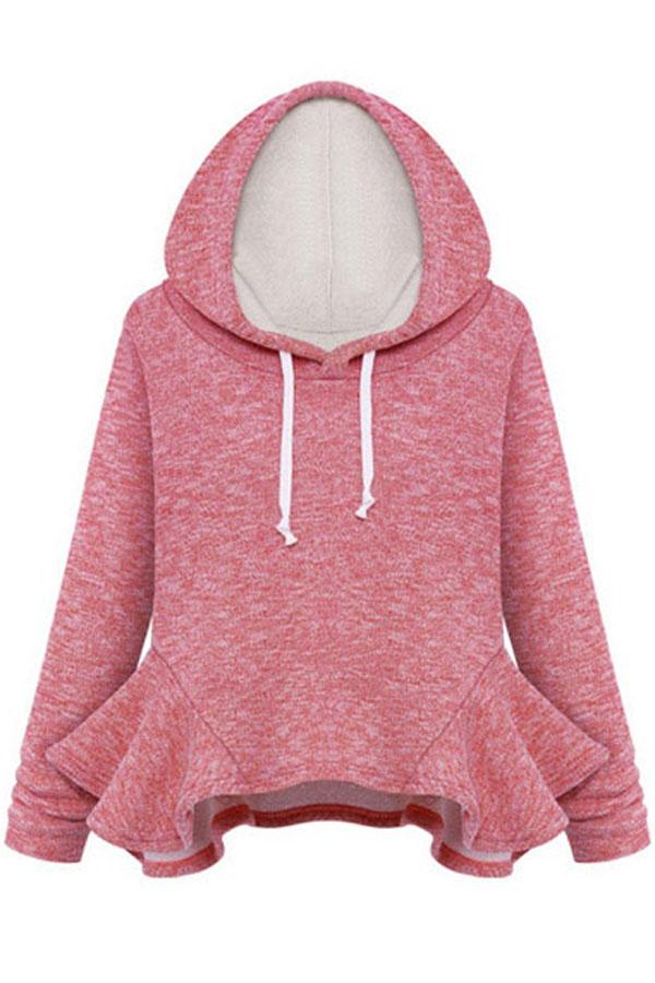 Oasap Relaxed Heather Flounce Hoodie